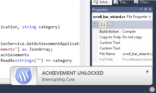 Screen Visual Studio Achievements